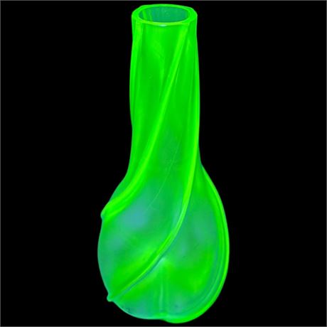 Vintage Uranium Glass Swirl Bud Vase