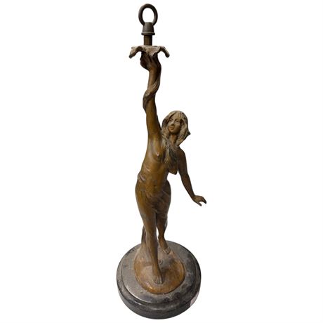 Art Nouveau Bronze Female Figural Lamp Base