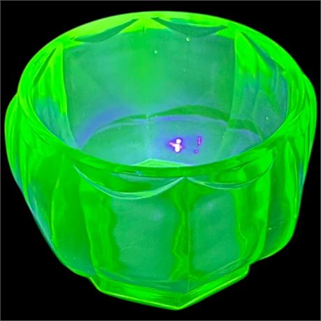 Vintage Uranium Glass Faceted Bowl