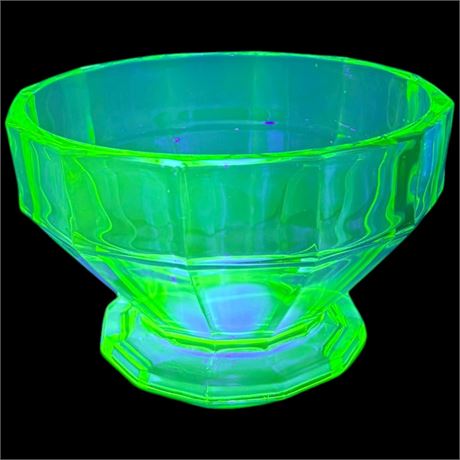 Vintage Uranium Octagonal Glass Footed Bowl