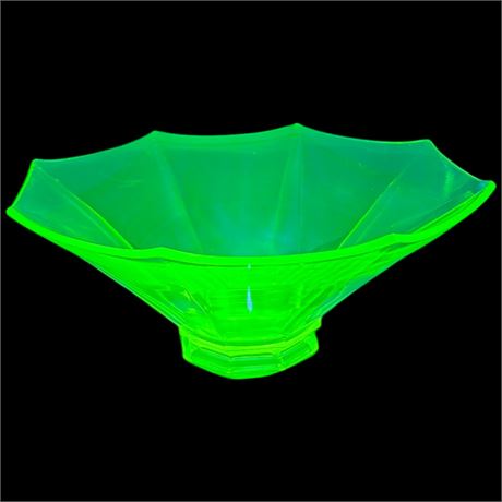Large Vintage Uranium Glass Footed Console Bowl